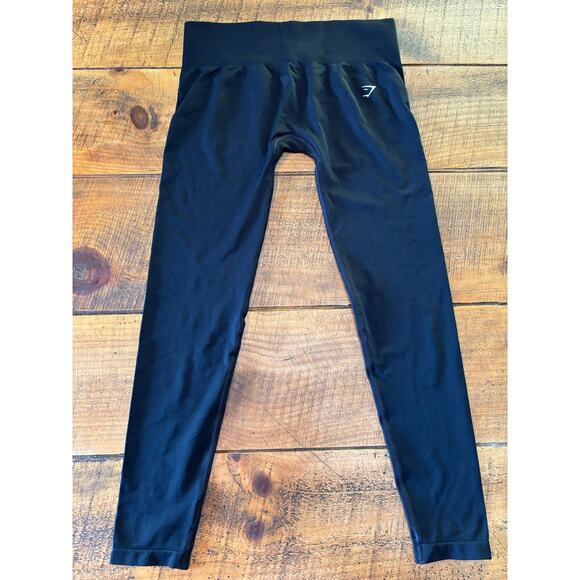 NWOT Womens‎ Black Gymshark Everyday Seamless Leggings Stretch Lightweight Large - Picture 2 of 7